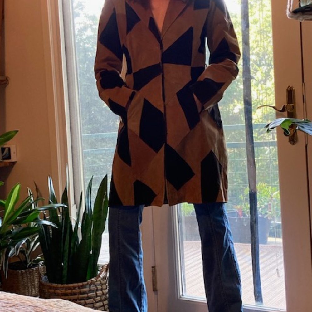 Leather Suede Patchwork Blazer / Coat